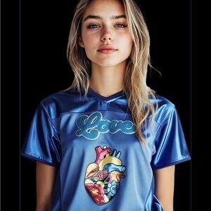 Blue Heart Love Jersey Size XXL
